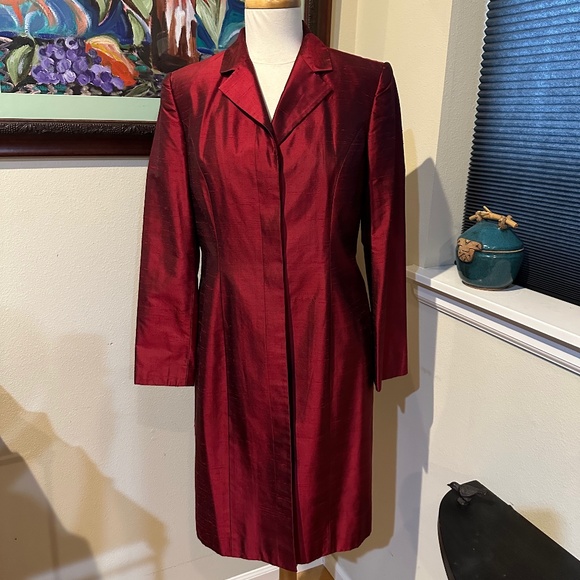 Red Silk Dupioni Holiday Coat by INC for Macys. Size 6 - Picture 1 of 6